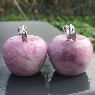 2pc Natural purplemica Quartz hand Carved apple crystal Reiki healing