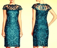 Tadashi Shoji Blue Sequin Illusion Lace Dress Size 2 339