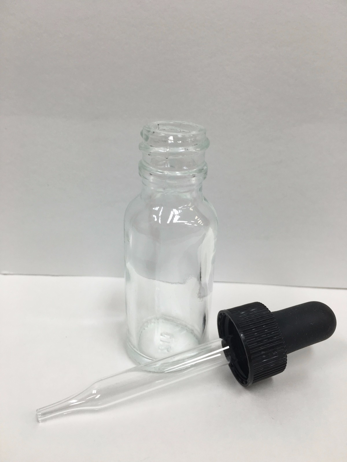 144 Pcs 1/2 oz [15ml] CLEAR Boston Round Glass Bottles with Standard Dropper