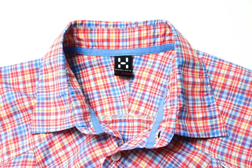 HAGLOFS Tana Shirt Women's SMALL Button Up Plaid Print Spread Neck - Image 4 of 4