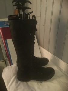 Détails sur Bottes lacées PATAUGAS cuir noir . t 36 .TBE (AZ).