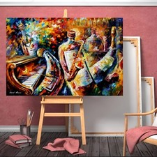 Leonid Afremov Bottle Jazz Colourful Painting Canvas Wall Art Deep Framed Print