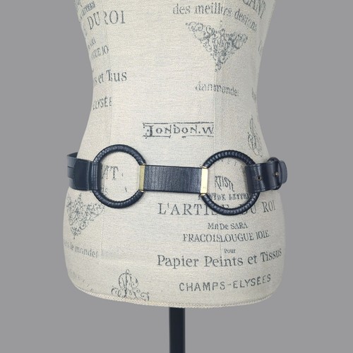 Vintage Linea Pelle Leather Black Belt Small Gold