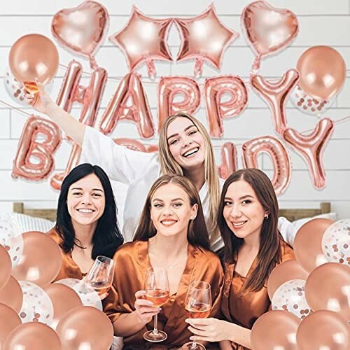 Pack De 15 Ballons De Décoration Anniversaire Or Rose - Thème 15 Ans - Fête