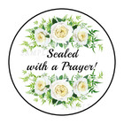 30 Sealed with a blessing stickers labels tags envelope seals white flowers
