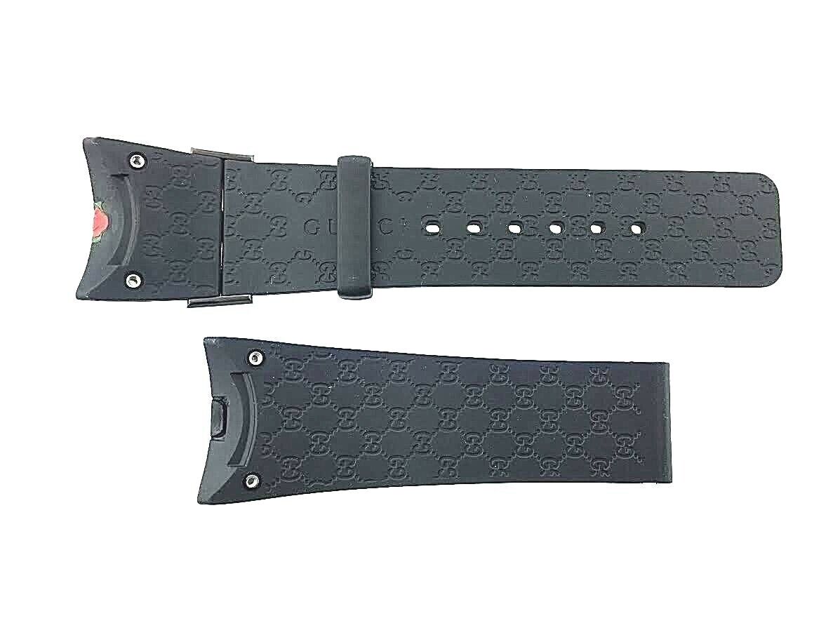 Gucci Black Rubber Wrist Watch Band | 26mm | Red & Green Gucci Black Rubber Wrist Watch Band | 26mm | Red & Green