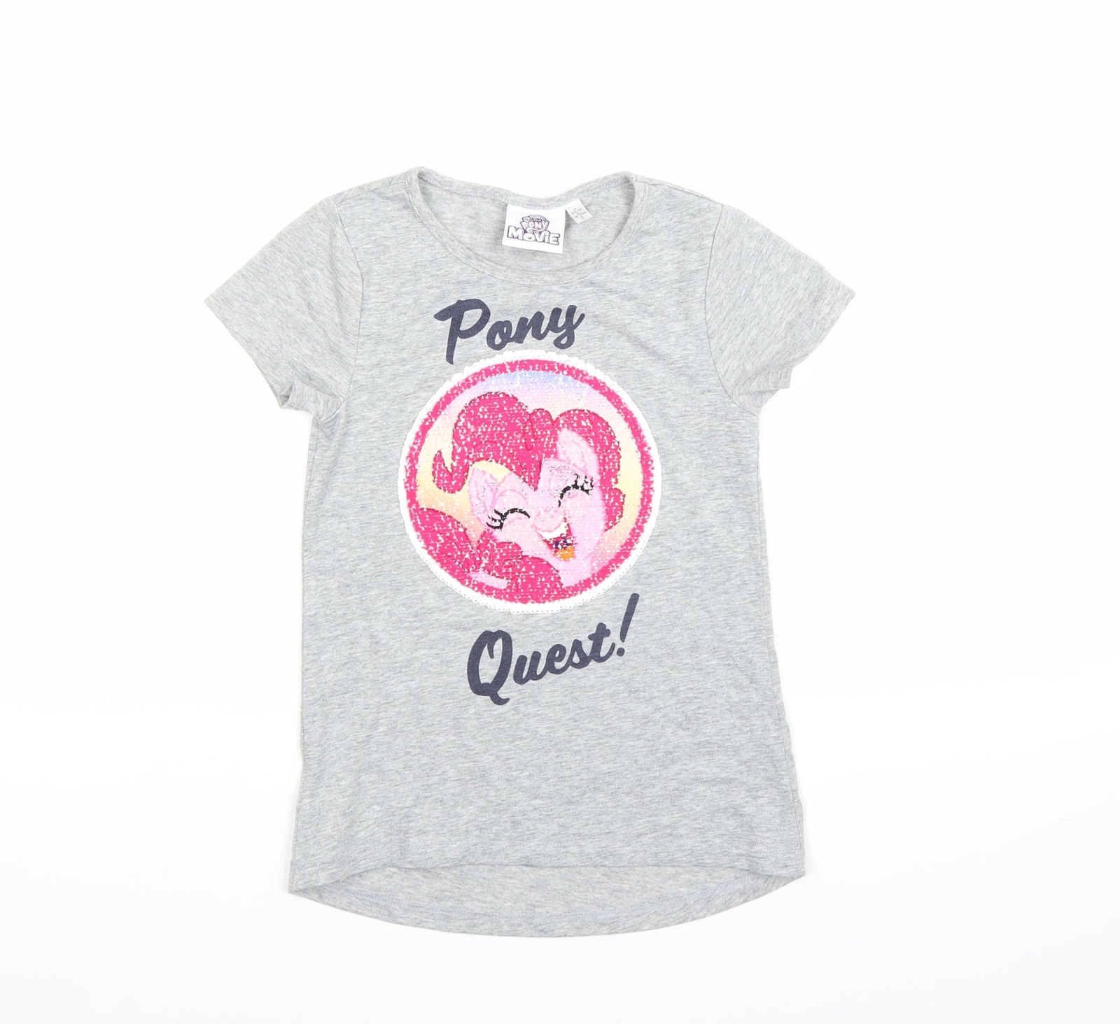 T shirt base grigia cotone PONY taglia 9 anni collo rotondo pony