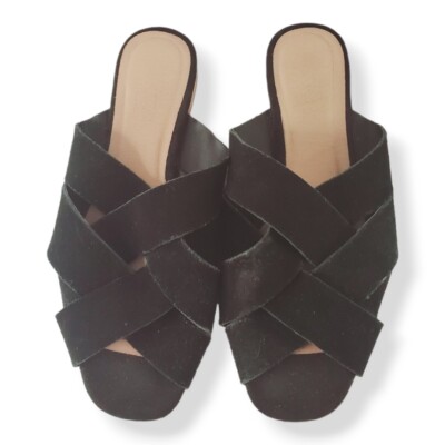 #295 Nordstrom Black Shoes Mule Size Leather Slip On