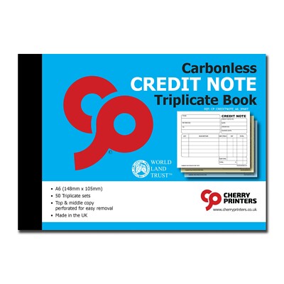 Cherry NCR Credit Note Triplicate Book A6 (148mm x 105mm) 50 Sets | eBay UK