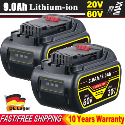 2X Akku 20V 54V 60V für DeWalt 9,0Ah XR FlexVolt DCB205 DCB206 DCB606 DCB609 NEU