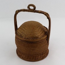 Ancien panier de mariage chinois en rotin tissé main