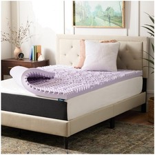 Plush Lavender Memory Foam Mattress Topper - ...