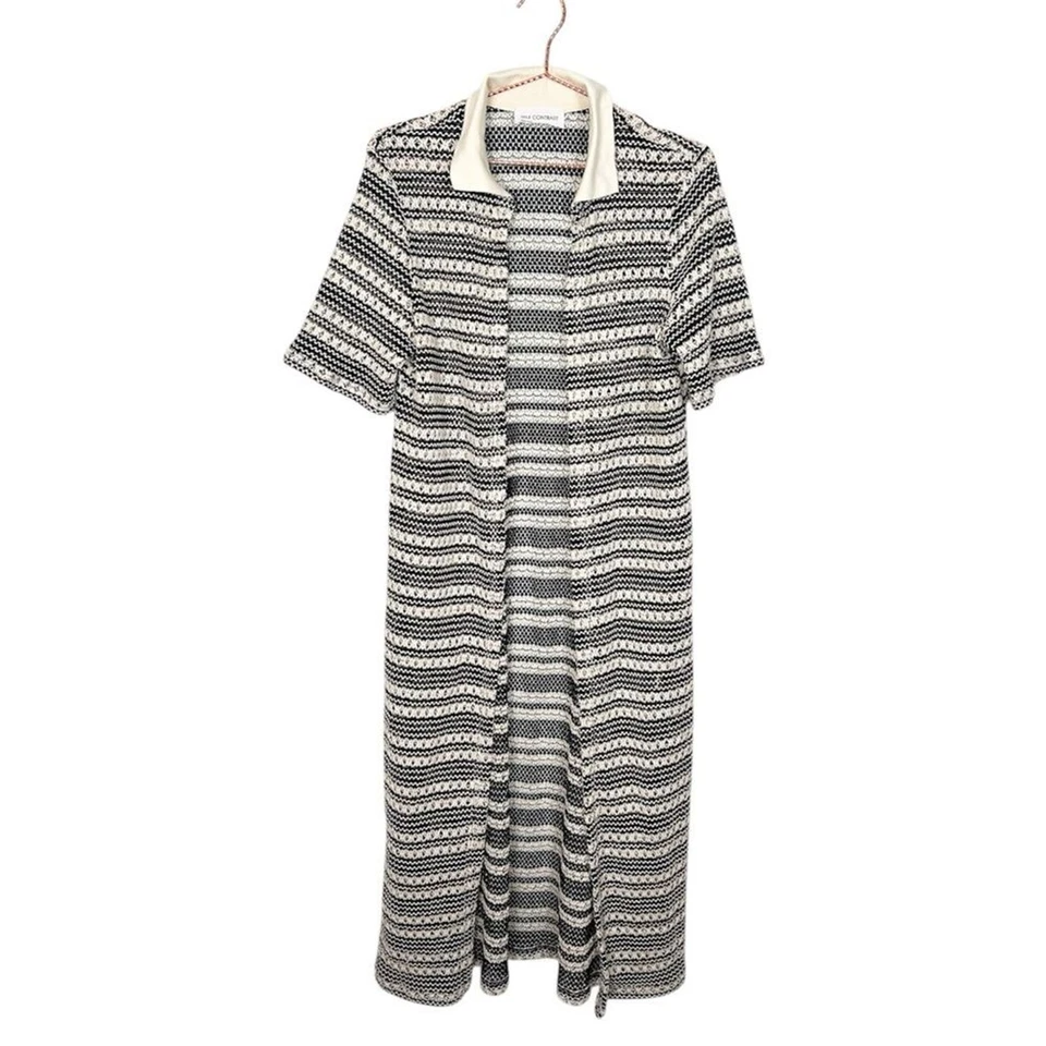 Cárdigan plumero tejido a rayas en contraste Anthropologie negro crema Foto 4 de 4