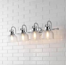 JONATHAN Y Virginia 30 in. 4-Light Metal/Glass LED Vanity Light, Chrome