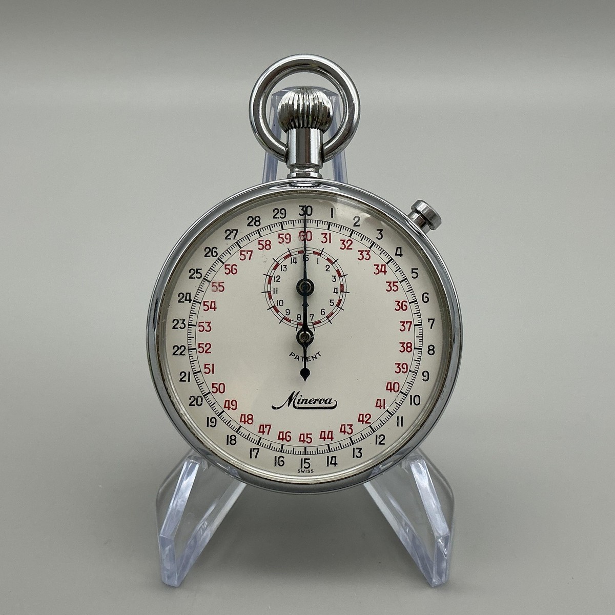 Vintage Minerva Swiss Stopwatch Manual Wind FOR PARTS REPAIR