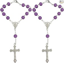 2PCS Purple Rosary Pendant for Rearview Mirror, Car Interior Rea Color: Purple