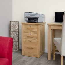 Image of Solid Oak 1 Drawer Filing Cabinet Lockable A4 Home Office
