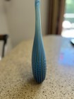 JOHN A Slatcher JAS Signed Vase Vertical Ribbed Design Blue Grn Color Weave 11" — photo 6