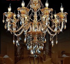 Modern Led Glass Crystal Candle Chandelier 6-...