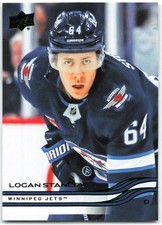 2025-26 Upper Deck Series 1 Holiday SP Green Foil #196 Logan Stanley Winnipeg