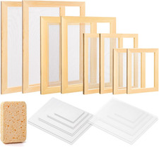 Set of 4 Paper Making Screen Kit, Wooden Paper Making Frames with Mesh, Absorben