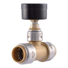 SharkBite Max 3/4 in. Push-to-Connect Brass Tee with Water Pressure Gauge