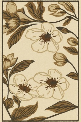 Hand Tufted Floral Area Rug: Beige & Brown Botanical Design