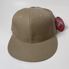 Fitted 8 Flat Bill Beige Baseball DK 6 Panel Cap/Hat