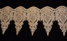 Designer Gold Lace on Mesh Trim - Bridal, Prom Evening Wear Fabric 1 Yrd 28"