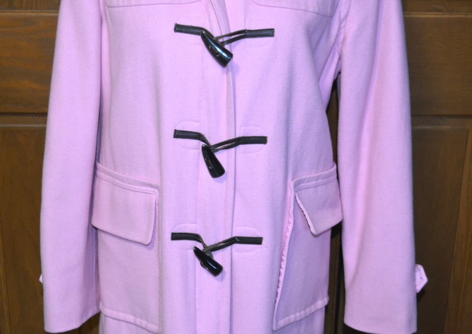 Abrigo de lona de lana para mujer de colección L ISAAC MIZRAHI botones de palanca casi nuevo con capucha Foto 3 de 4