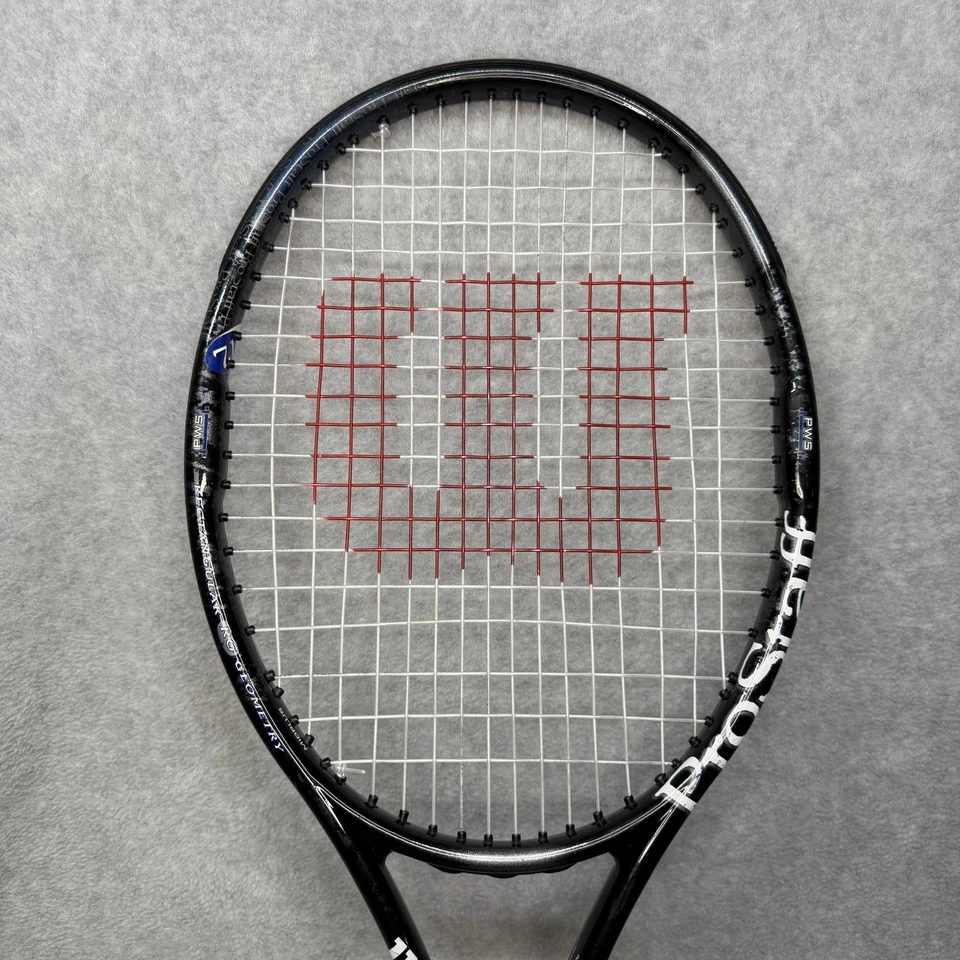 Raqueta de tenis Wilson Pro Staff 7.1 agarre 4 3/8 95 cuadrados cabeza negra grafito Foto 3 de 4