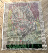 White Tiger Latch Hook KIT Caron Wonder Art 24" x 34" 4356 Preowned
