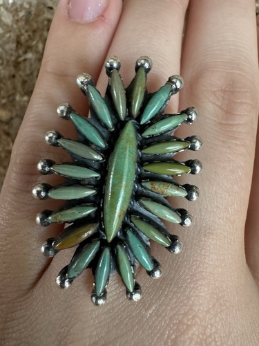 Sterling Silver Kingman Turquoise adjustable ring Signed Nizhoni Traders LLC