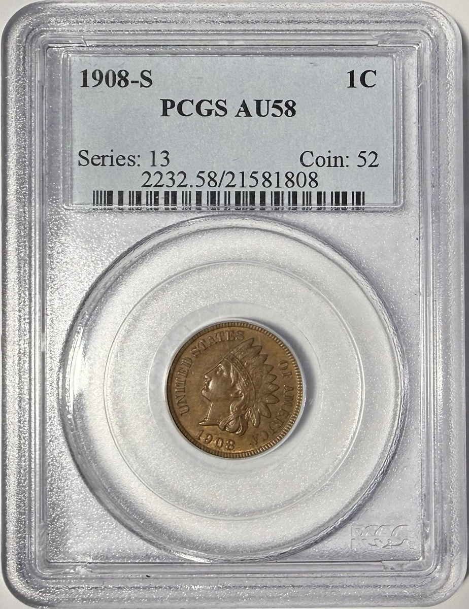 San Francisco 1908 Year Indian Head Small Cents (1859-1909) for
