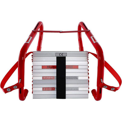 Retractable Fire Escape Ladder for 2-Story Homes, 15 Ft. with Wide Aluminum Step
