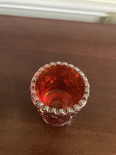 Fenton Wild Strawberry Red Amberina Carnival Glass Toothpick Holder - Picture 4 of 6