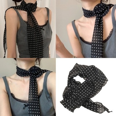 Beautiful Rose and Dot Patterned Scarf Neck Kerchief For Fashion Forward Women