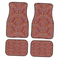 Boho Paisley Texture Car Floor Mats Custom Vibrant Colored Pattern Various Red