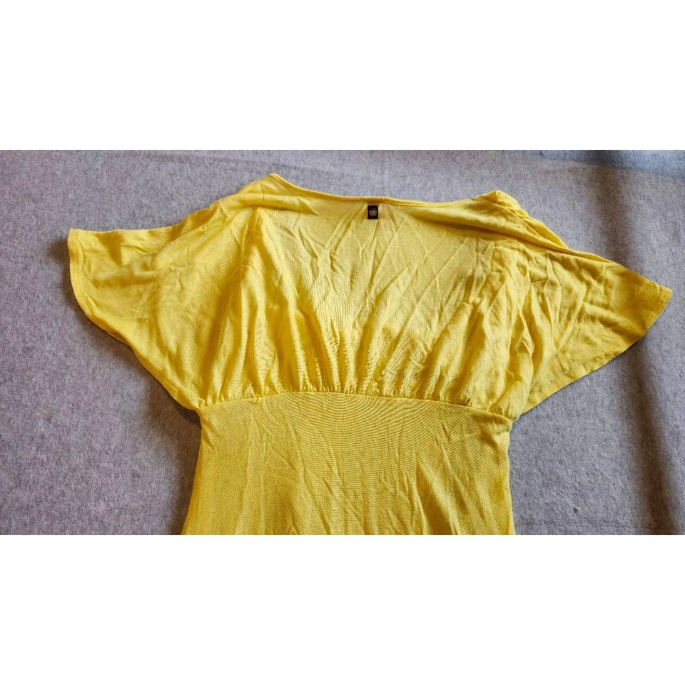 Vestido túnica APPLE BOTTOMS grande amarillo cuello en V ala de murciélago informal cordón bohemio Foto 3 de 4