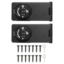 Password Rotary Hasp Lock 4" Length, Glow Black 2Pcs , 3-Digit Cabinet Locks