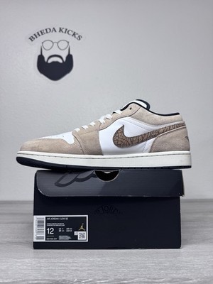 Size 12 - Nike Air Jordan 1 Low SE Brown Elephant Print DZ4130-201