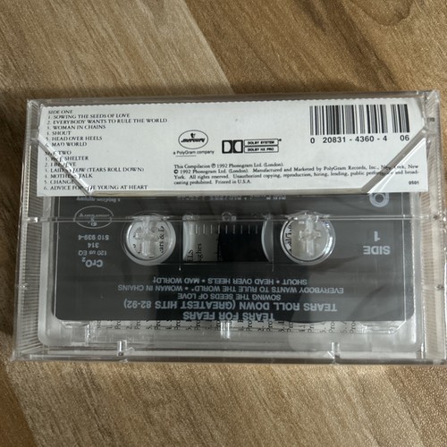 1992 TEARS FOR FEARS Album TEARS ROLL DOWN GREATEST HITS Cassette Tape Sealed - Picture 2 of 3