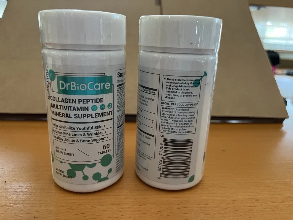 LOTE 2 Botellas Paquete Dr BioCare Péptido de Colágeno Multivitamínico ¡Suplemento Mineral! Foto 4 de 4