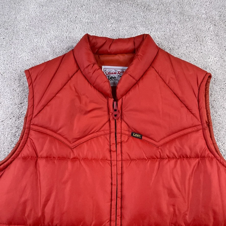 Chaleco Lee Storm Rider de Colección Para Hombres Mediano Naranja Puffer Garra Cremallera Hecho en EE. UU. Foto 2 de 4