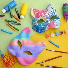 Leyndo Paper Mache Masks, 48pc Half Face, White Blank