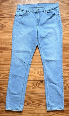Women s Mott & Bow Boyfriend Light Wash Organic Stretch Blue Jeans size 31 L 32