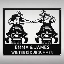 Personalized Couple Snowmobile Metal Sign Custom Decor Gift for Snowmobile Lover