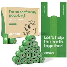 Dog Poop Bags with Handles Large Size 20 Rolls 240 Counts Big Sizes Leak Proo...