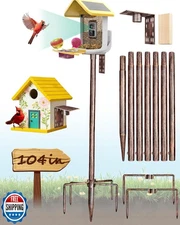 VIUBIRD Bird Feeder Pole – 104 Inch Height Bird House Pole with 1-Inch Dia He