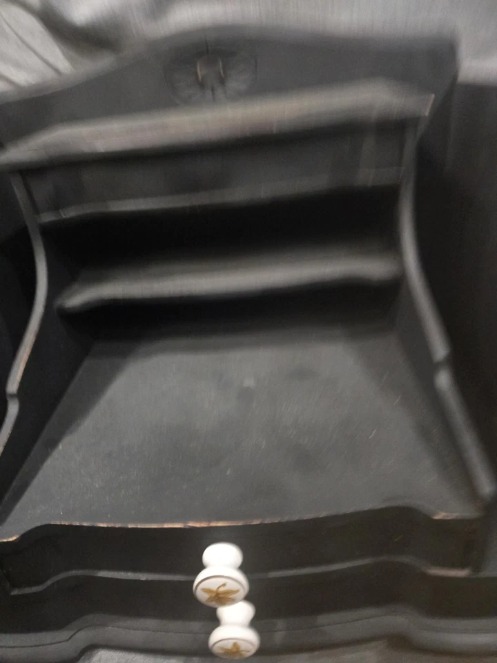 Organizador de encimera perillas de porcelana cajones soporte correo madera aspecto antiguo Foto 2 de 4